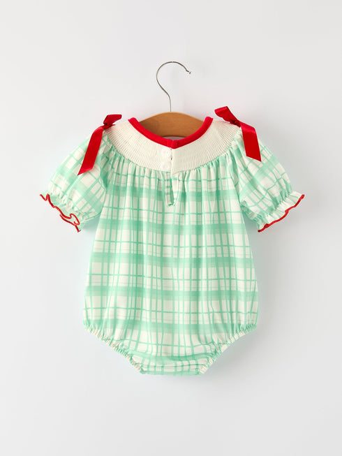 christmas-baby-girl-smock-embroidery-green-plaid-romper-Sophia's Style--2